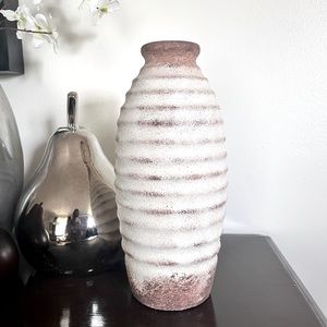 NEW 11” Tall Terracotta Vase with ribbed design.